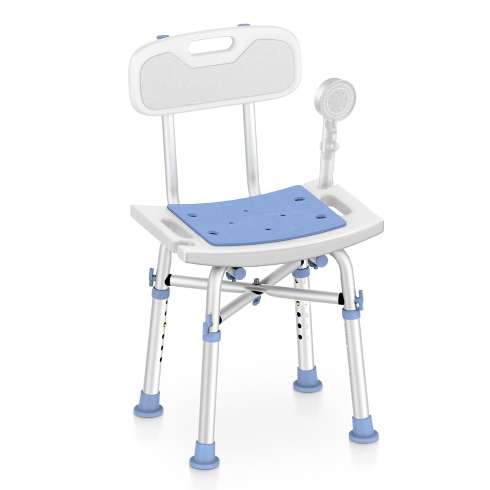 NEWFUN Chaise de Douche， Siege de Douche Adulte，Tabourets de Douche et de Bain, Chaise de Douche Antidérapante, Tabouret de Douche Antidérapant, Montage sans Outil, Siège de Bain pour Adultes, 150KG