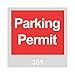 Brady 96236 Vinyl Windshield Decal, Parking Permit, 301-400 Sequence, Red, 3" W x 3" H (Pack of 100)