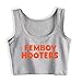 Femboy Hooters Text Print Fashion Style Crop Top Shirt Women's Sexy Training Tank Tops Gym Fitness Camisole Black