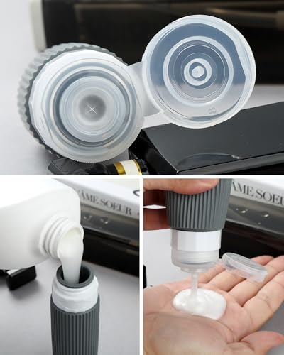 Image of Mrsdry Travel Bottles 8 Pack, TSA Approved 3 oz Toiletries Containers, Leak Proof Silicone Squeezable Essentials Jars with Clear Bag