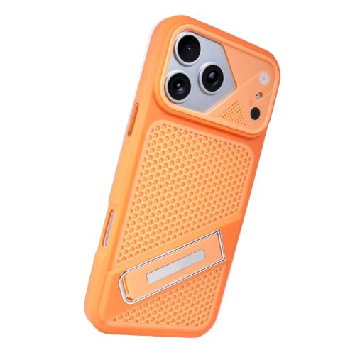 Coque iPhone 17 Pro anti-surchauffe tpu respirant orange avec béquille