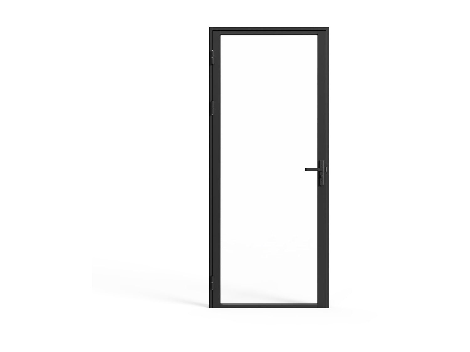 Vente-unique - Cerradura de puerta reversible H204 x L93 cm de aluminio y vidrio templado - LOXTON