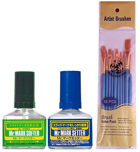 Make Your Day Paintbrush Set for Mr. Hobby Mr. Mark Softer and Mr. Mark Setter (Pack of 3)