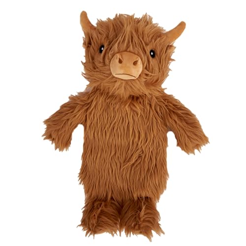 K Collection 3D Novelty Hot Water Bottle with Removable Cover - Highland Cow Design - Soft Plush Cover - Premium Natural Rubber