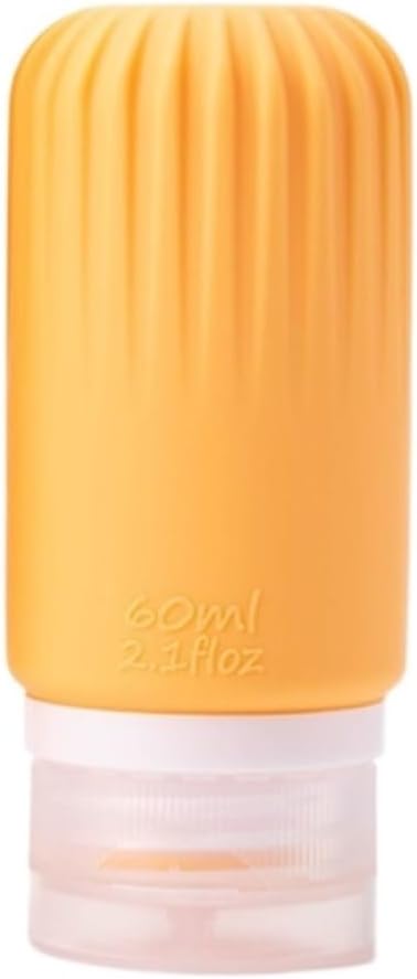 Squeeze Bottle Silicone Travel Squeeze Bottle for Cosmetic Liquid Skin Care Products Storage Pack of 6 Dinnerware(Orange,60ml)