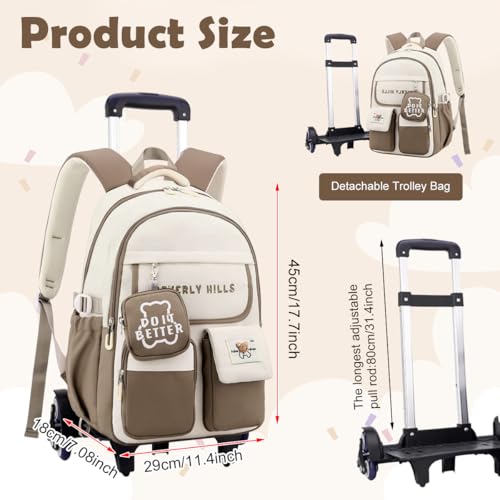 Image of PALAY School Backpack with Wheels for Boys and Girls,Children's Backpacks Primary School Bags with Wheels Backpack for Girls Lightweight