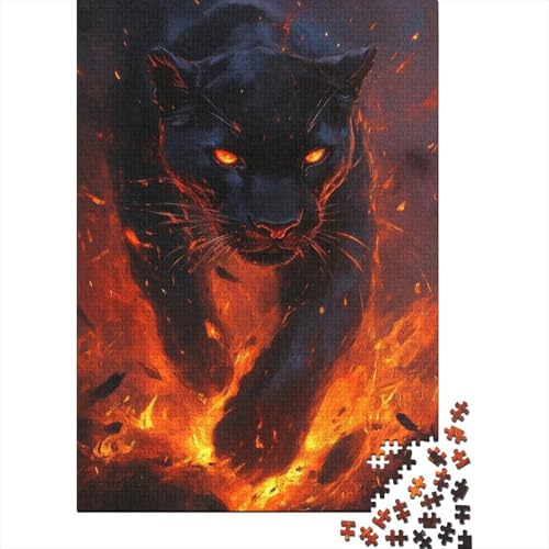 Puzzle de pantera de fuego de 1000 piezas para adultos, diseño de arte de 70 x 50 cm en cartón