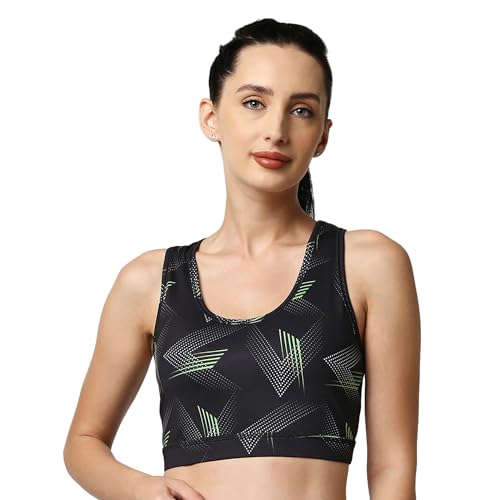 Image of SOIE Women's Medium Impact Quick Dry Padded Racerback Printed Athleisure Sports Bra