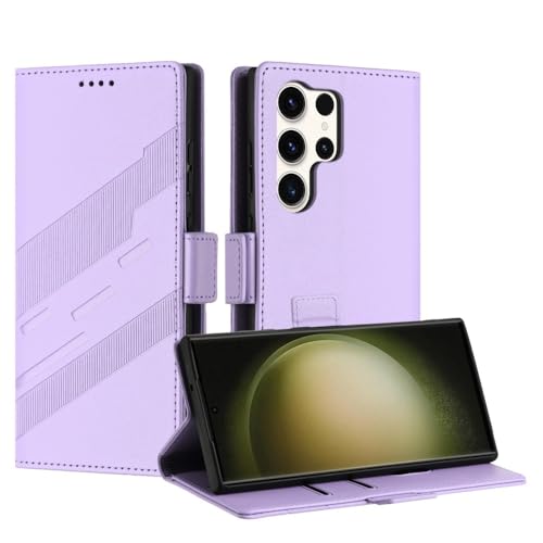 Étui pour Samsung S25 Edge violet en cuir style portefeuille à rabat
