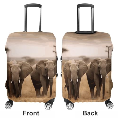 Wild Animals Elephants Printed Luggage Cover Protector, Fits 18-32 Inch Luggage3