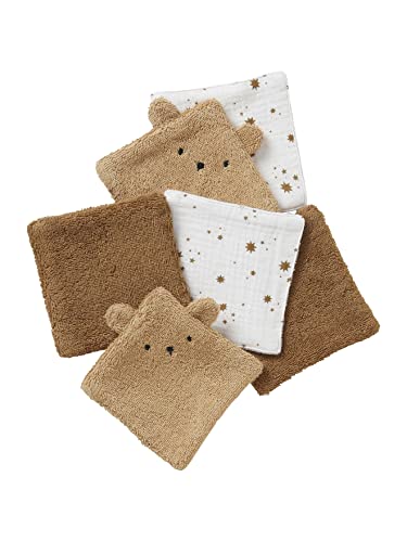 VERTBAUDET Lot de 6 Lingettes Lavables Eponge en Coton caramel TU
