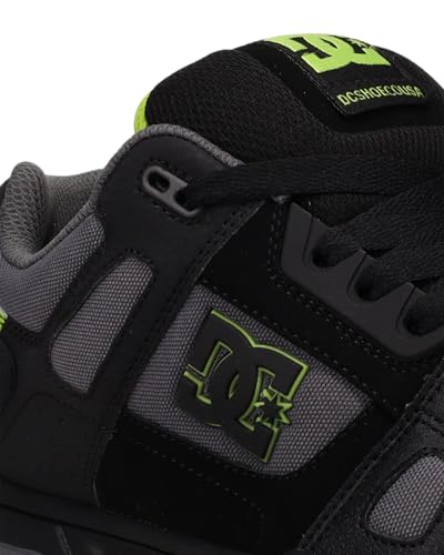 DC DC Men's Stag Skate Shoe, Black/Grey/Lime, 9