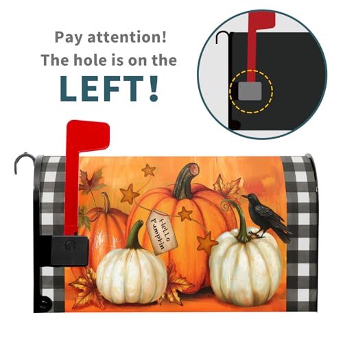Image of Fall Mailbox Covers Magnetic Standard Size 18 X 21 Inch Retro Sunflower Pumpkin Maple Leaf Mailbox Cover Autumn Thanksgiving Mailbox Wraps Post Box Cover Decoration Outdoor Garden Home