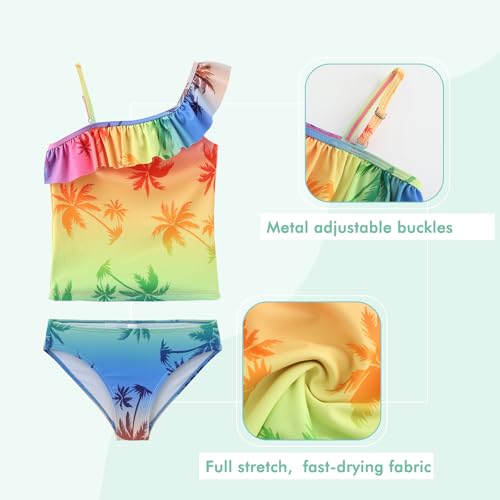 Image of Girls Two Piece Swimsuits Hawaiian Ruffle Tankini Swimwear Bathing Suit Set