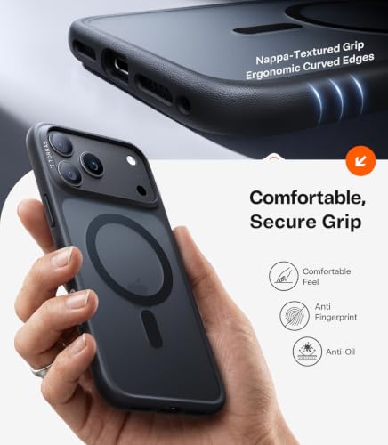 TORRAS Stronger Magnetic for iPhone 18 Pro Max Case Cover, Magnetic Charging Compatible Back Cover, Military Grade Shockproof, Camera Control, DIY Buttons, Slim Grip Protective Case, Matte Black - Image 7