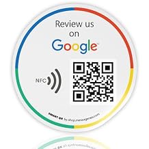 Reusable Review Tap Sticker for Google Reviews - 2-Stickers Pack - QR & Tap NFC Sticker - Review Us on Google Tap Sticker - iPhone & Android - Boost My Reviews Sticker - Set Up at Home | MESSAGENES