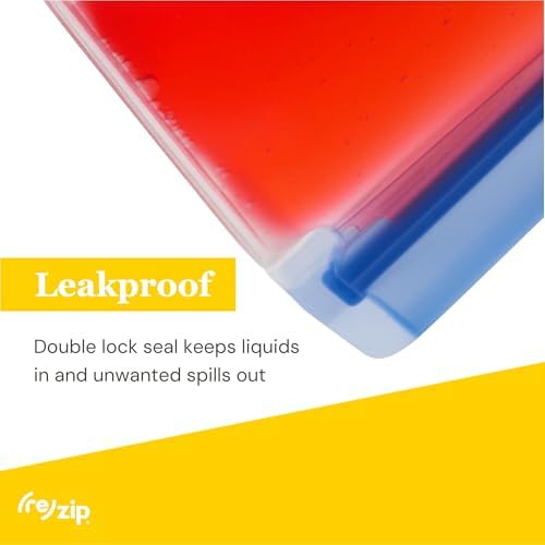(re) zip 5-pack Stand-Up Reusable Bags | BPA-Free, Food Grade, Leakproof, Freezer and Dishwasher Safe | 5 Snack-Size Bags (1-Cup / 8-Oz) | Jewel Tones for Easy Organization - Thumbnail 5