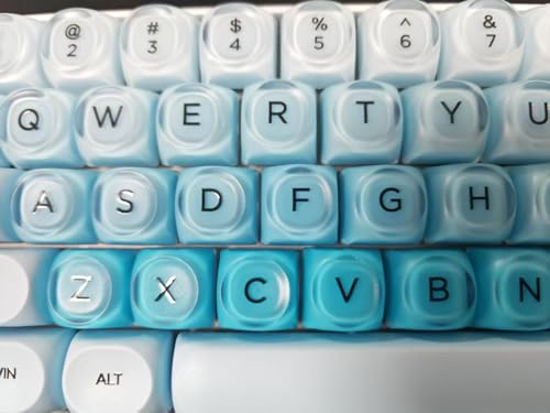 Image of PBT Jelly Keycaps, 132 Keys HOA Profile Keycaps, Blue Key caps, Cute Custom Keycap for MX Switches Mechanical Keyboard