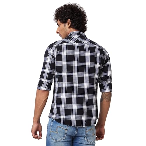 Image of Spykar Men's Regular Fit N /A Full Sleeve Checked Casual Shirts
