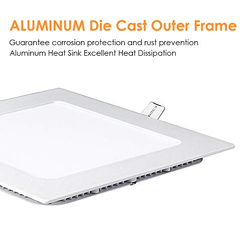 SAYHON 11 inch Ultra-Thin Square Recessed Lighting with Junction Box,24W 6000K Daylight,Non-Dimmable Low Profile Ceiling Light Kit Downlight for Office/Commercial Lighting/Kitchen/Hallway/Home - Image 5