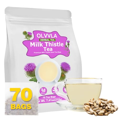 Image of Olvvla - Premium Milk Thistle Tea Bags - 3g X 70 Count - 100% Pure Natural Milk Thistle Seed Herbal Tea - Caffeine-free - Non-GMO
