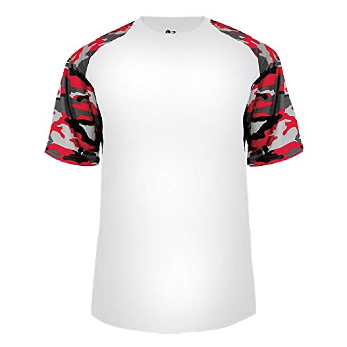 Badger Sport White/Red Camo Sleeve Adult Large
