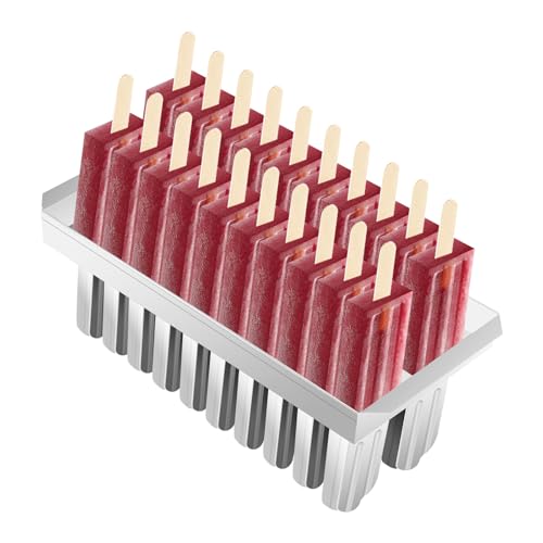 Stainless Steel Popsicle Molds, 20PCS Commercial Popsicle Molds, Pop Lolly Popsicle with Sticks and Brush for Home DIY Ice Cream