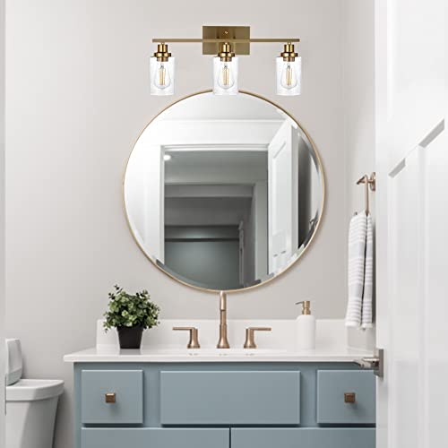 Melucee 3-Light Wall Sconces 23.6 Inches, Modern Vanity Light Fixture With Bubbled Glass Shade, Brushed Brass Finish Bathroom Light For Mirror Bedroom Hallway, E26 Base (Bulbs Not Included) #TOP1