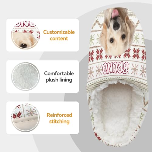Personalized Slippers, Custom Non-slip Indoor Shoes with Pet Face and Name, for Christmas Pet Owners, Dog Mom Dad3