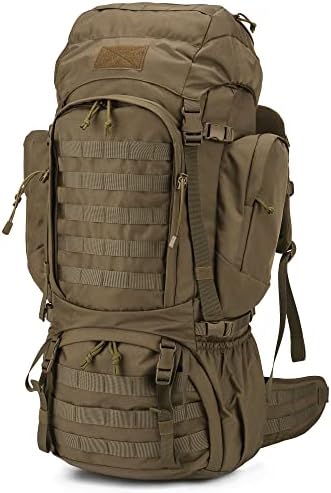Mardingtop 60L Molle Hiking Internal Frame Backpacks with Rain Cover for Camping,Backpacking,Travelling(Khaki)