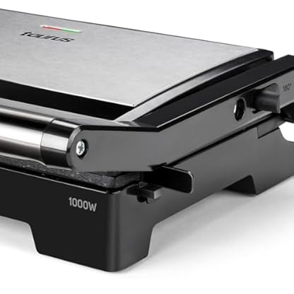 Taurus Crispy & Co - Elektrischer Fleischgrill 1000 W, 180 ° Öffnung, Antihaftbeschichtung, Oberfläche 14,5 x 23 cm, vertikales Fach, Kabelfach, PFOA-frei Schwarz – Bild 6