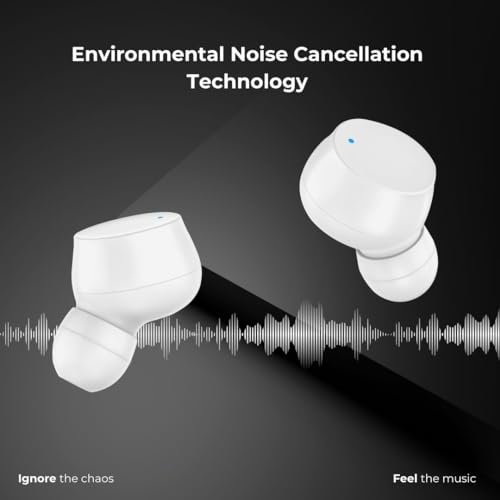 Image of Crossloop Bliss Podz True Wireless Earbuds with Mic, Touch Control, Range 10M, Bluetooth 5.3, Play Time 12 - 60 hrs, Voice Assistant, Auto Pairing, IPX3, Long Standby Time, Type C Charging. (White)