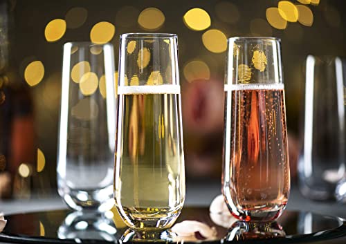 KooK Champagne Flutes, Champagne Glasses, Mimosa Glasses, Stemless Champagne Flutes, Set of 8, 9.4oz, Rose, Prosecco, for Weddings and Parties, Dishwasher Safe - Image 5