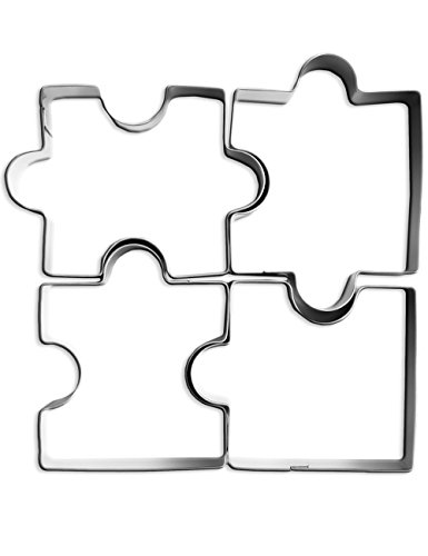 HomeTools.eu® - 4 cookie cutters puzzle, for funny puzzle biscuits stainless steel, 4 pieces, Silver - Image 4
