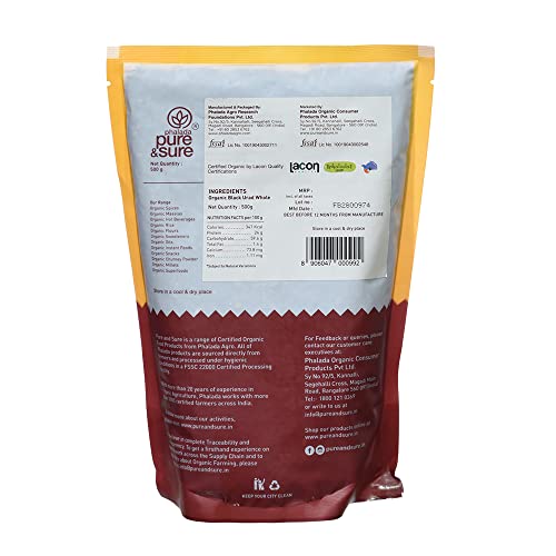 Image of Pure & Sure Organic Black Urad Dal Whole 500gm | 100% Natural Sabut Urad | Certified Organic | Rich in Protein, Iron & Fiber | No Chemicals & Additives (Pack of 3)