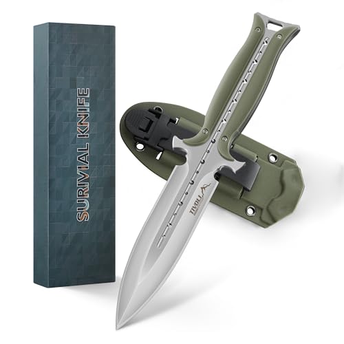 TIVOLI Outdoor Messer 440C Edelstahl Full Tang G10 Griff Oliv – Ansicht 1