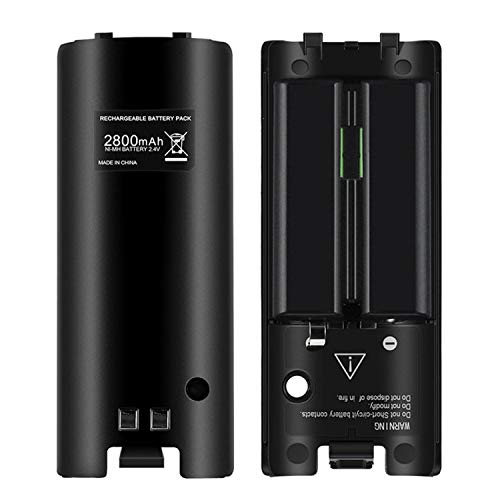 OSAN CICMOD 2X Capacité 2800mAh Batterie Rechargeable pour Nintendo Wii Manette Télécommande-Noir