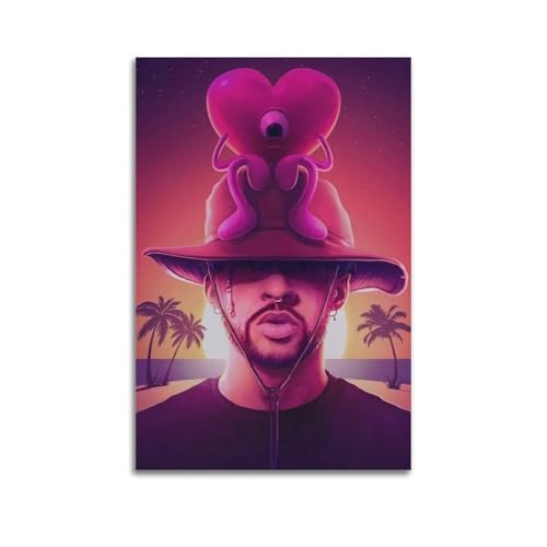 JTFCKH BAD BUNNY Rapper Music Firmado Limited Album Cover Prints Posters Lienzo Arte de pared Habitación Pósters Estéticos Música Aula Dormitorio Decoración de Pared Arte Arte 20 x 30 pulgadas (50 x