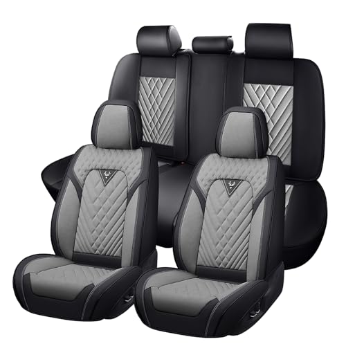 Image of Car Seat Cover Fit 98% of MINI 2000-2025,Premium Nappa Leather Breathable Waterproof Sports Seat Cover,Easy to Install Automotive Seat Covers Full Set（Black & Gray）