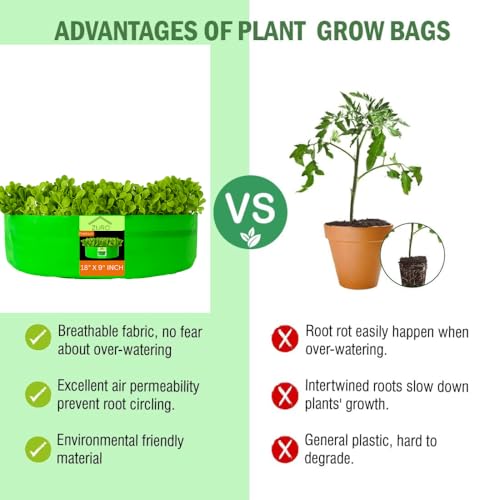 Image of Kingwell grow bags 18x9 inches pack of 3 Grow Bag For Terrace Garden Leafy Vegetable Plant Grow Bags Fruits Growing Containers For terrace Gardening