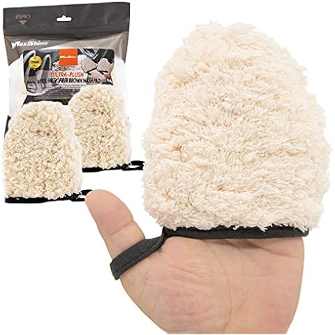 Microfiber Wash Mitt - Maxshine - Finger Wheel Car Wash Mitt and Dusting Mitt for Car Detailing, 2pcs/Pack Car Wash Glove for Small Areas, Car Detailing Accessories and Supplies Cover