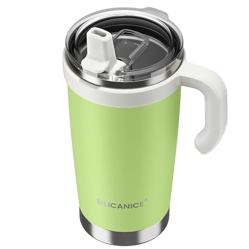 Image of For Iced Coffee & Smoothies - Never Drink from a Moldy Lid Again: 20oz Hygienic Tumbler, 100% Leakproof Lid & Removable Foldable Spout. Reinforced Base, Fits Cup Holders - KeyLime