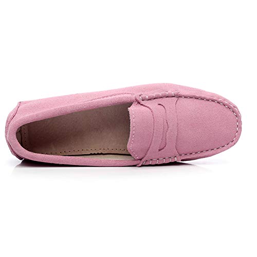 Image of ANUFER Women's Classic Suede Penny Loafers Comfort Handmade Slipper Moccasins