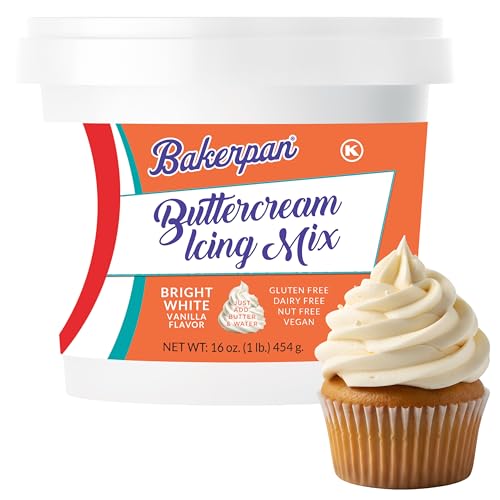 Bakerpan Buttercream Frosting for Cake Decorating, Buttercream Icing Mix for Cupcakes and Cakes, Vanilla Frosting Mix - 1 Pound (Made in USA)