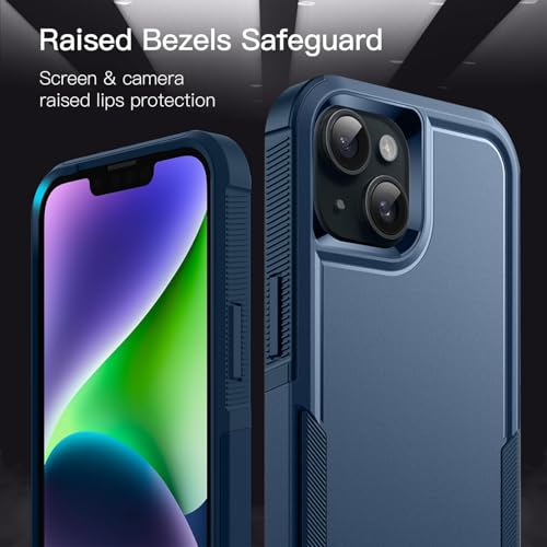 Image of KARWAN Shockproof Back Case Cover Compatible with iPhone 14 Plus, Heavy Duty Case with 360 Degree Camera Protection, Dual Layer Rugged Bumper Protection Cover with Matte Finish (Blue)