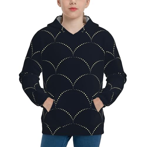 Black Fish scales Kid Hoodies Boys Sweatshirts Girls Pullover with Pocket