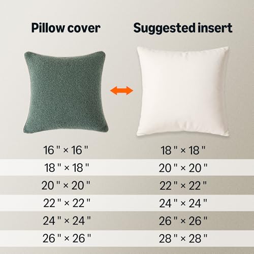 Image of Amazon Basics Boucle Throw Pillow Covers for Couch, Living Room, Home Decor with Hidden Zipper, Green, 16x16in, Pack of 2