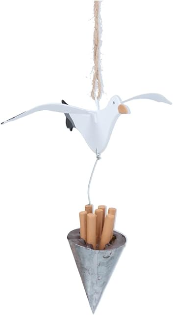 Gisela Graham Seagull and Chip Cone Metal Decoration