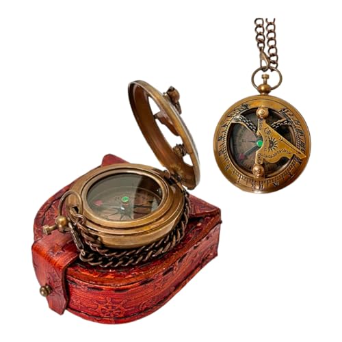 Brújula Vintage de Latón con Reloj de Sol 2 pulgadas miniatura 1