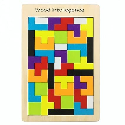 PANISHKA Wooden Puzzle Games for Kids Wooden Intelligence Puzzle Russian Block Wooden Jigsaw Puzzles for Kids Educational Toys for Kids 3+ Years Wood Intelligence Brain Games Building Blocks 40 Pcs